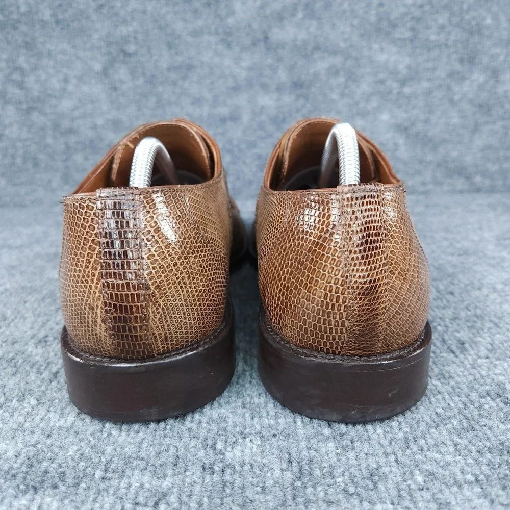 David Eden Shoes Mens Size 9.5 Brown LEX Genuine Crocodile Oxford Dress Cap Toe